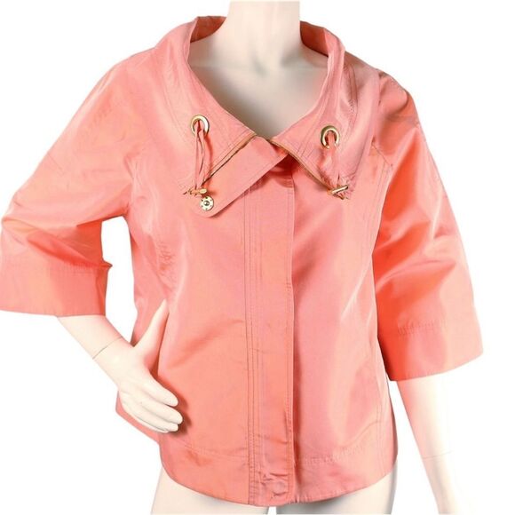 St. John Jackets & Blazers - ST. JOHN Pink Peach Solid Acetate Blend Women Top Jacket Size S